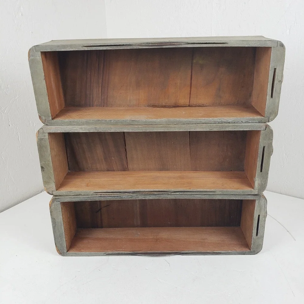 Antique Wooden Singer Treadle Sewing Machine Drawers Set of 3 Knick Knack Shelf